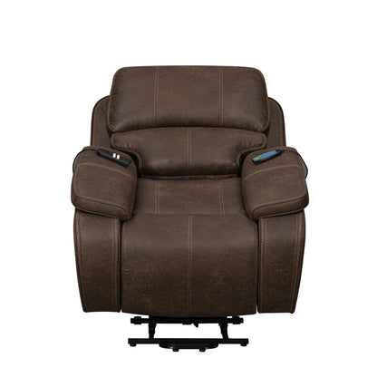 Brookings - Power Lift Recliner With Heat & Massage - Brown