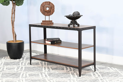 San Diego - Metal & Solid Wood Sofa Table - Brown