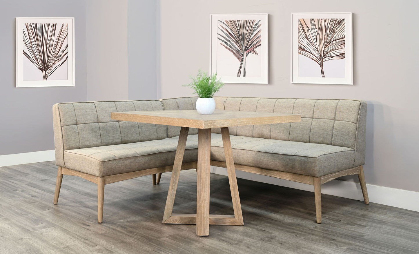 Mia - Tufted Upholstered Corner Dining Bench - Wheat