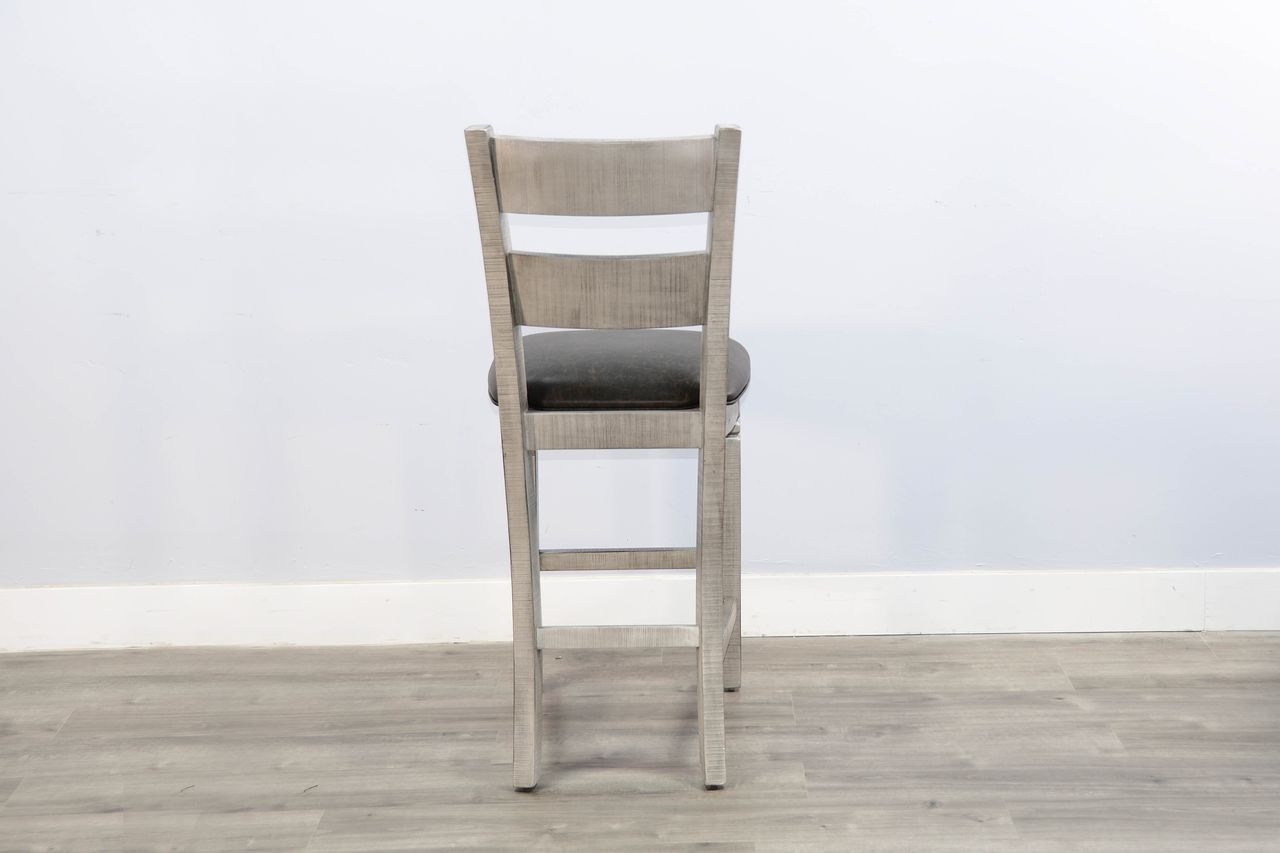 Alpine - Bar Ladderback Barstool, Cushion Seat (Set of 2) - Gray