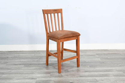 Sedona - Counter Slatback Barstool, Cushion Seat (Set of 2) - Rustic Oak