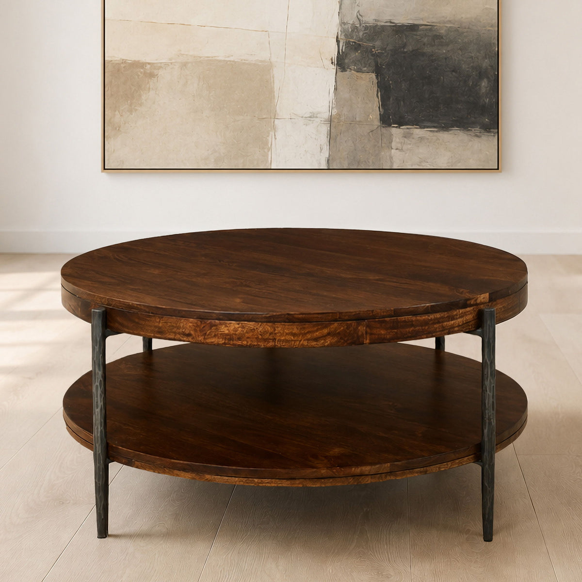 Bengal - 41" Round Cocktail Table With 2 End Tables - Hickory Brown