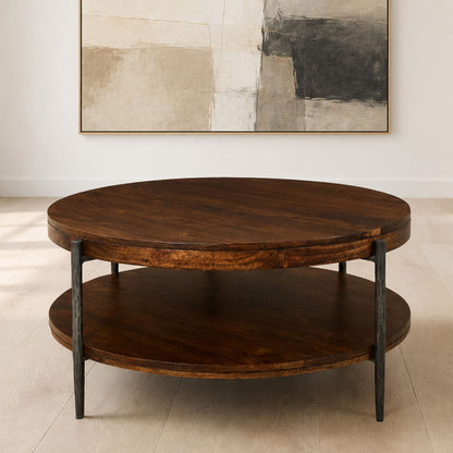 Bengal - 41" Round Cocktail Table With 2 End Tables - Hickory Brown
