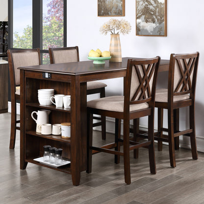 Amy - 60" Counter Table & Chairs With Storage