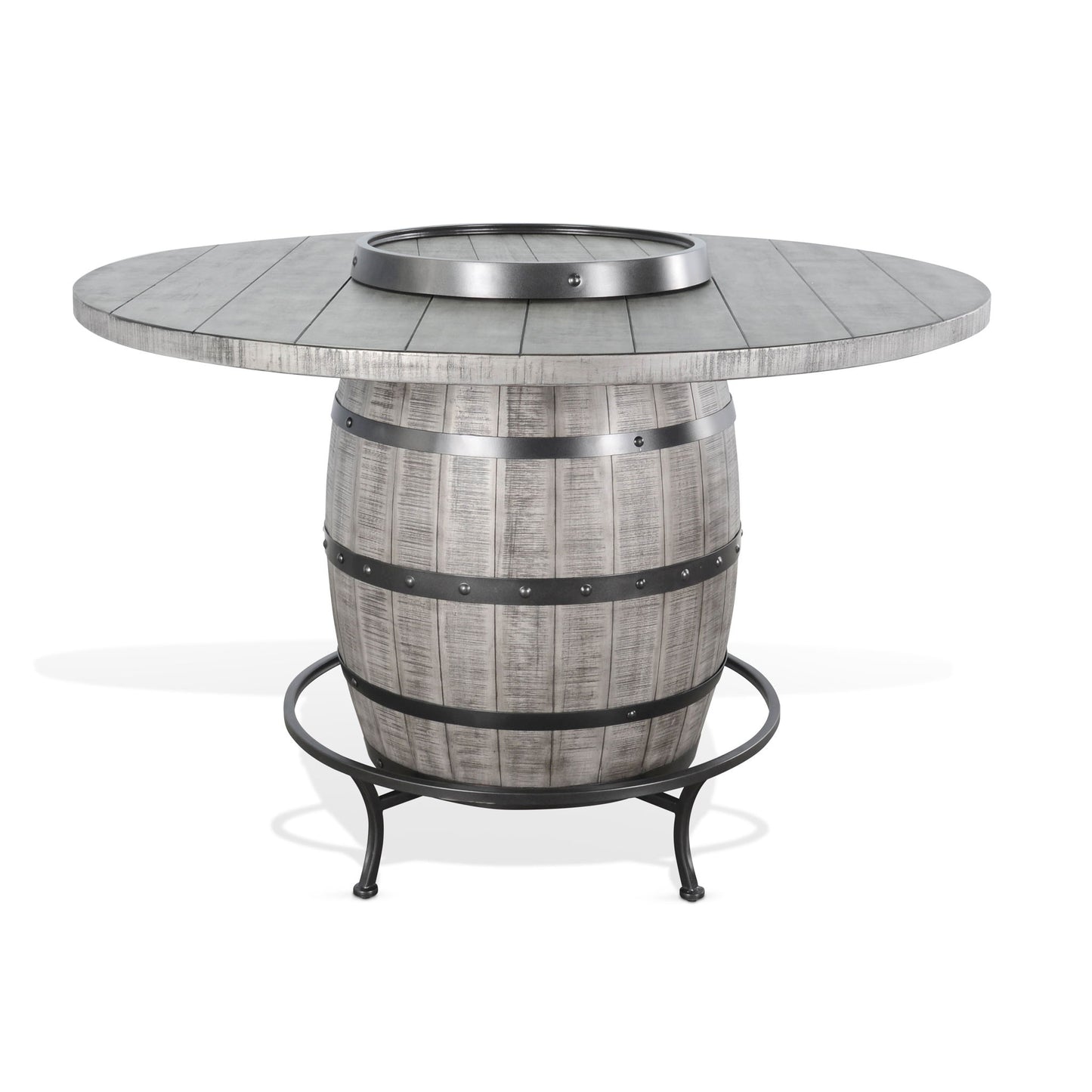 Alpine - Round Pub Table With Wine Barrel Base - Gray