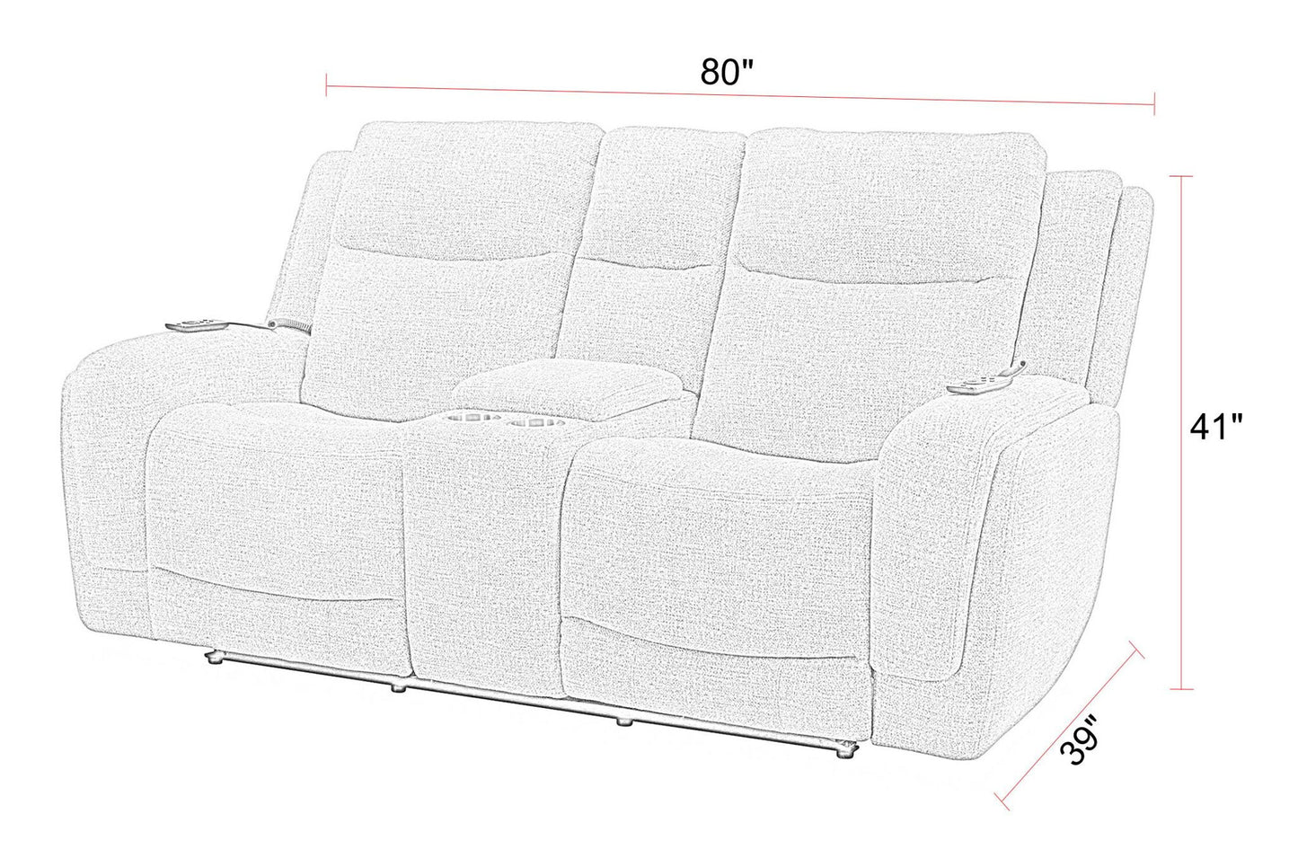 Penfield - Power Zero G Console Loveseat With Heat, Massage & Speaker P3 - Frappe