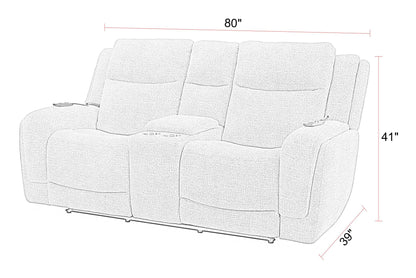 Penfield - Power Zero G Console Loveseat With Heat, Massage & Speaker P3 - Frappe