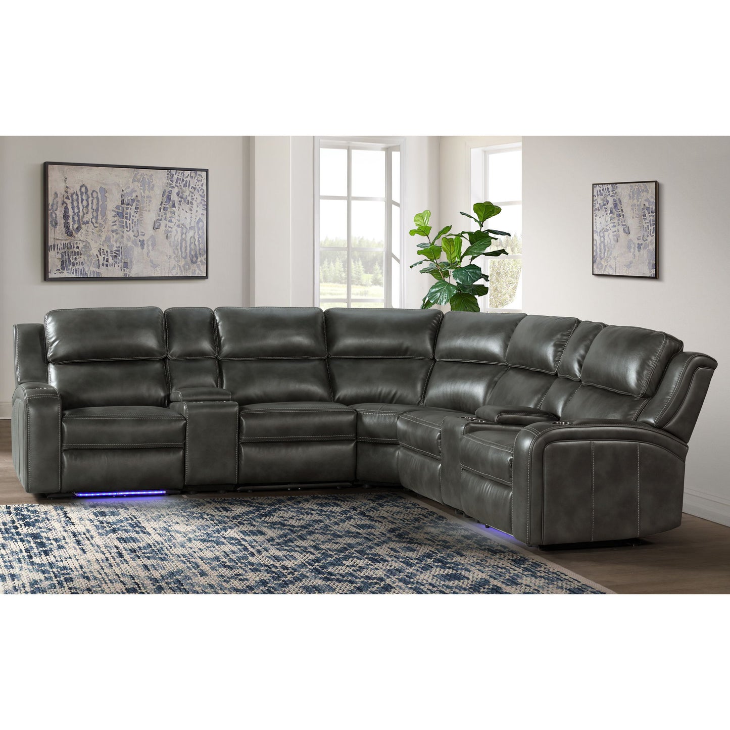 Silhouette - Dual-Power Sectional Set - Bolero Slate