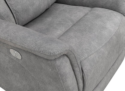 Linus - Zero Gravity Power Reclining Console Loveseat - Hudson Gray