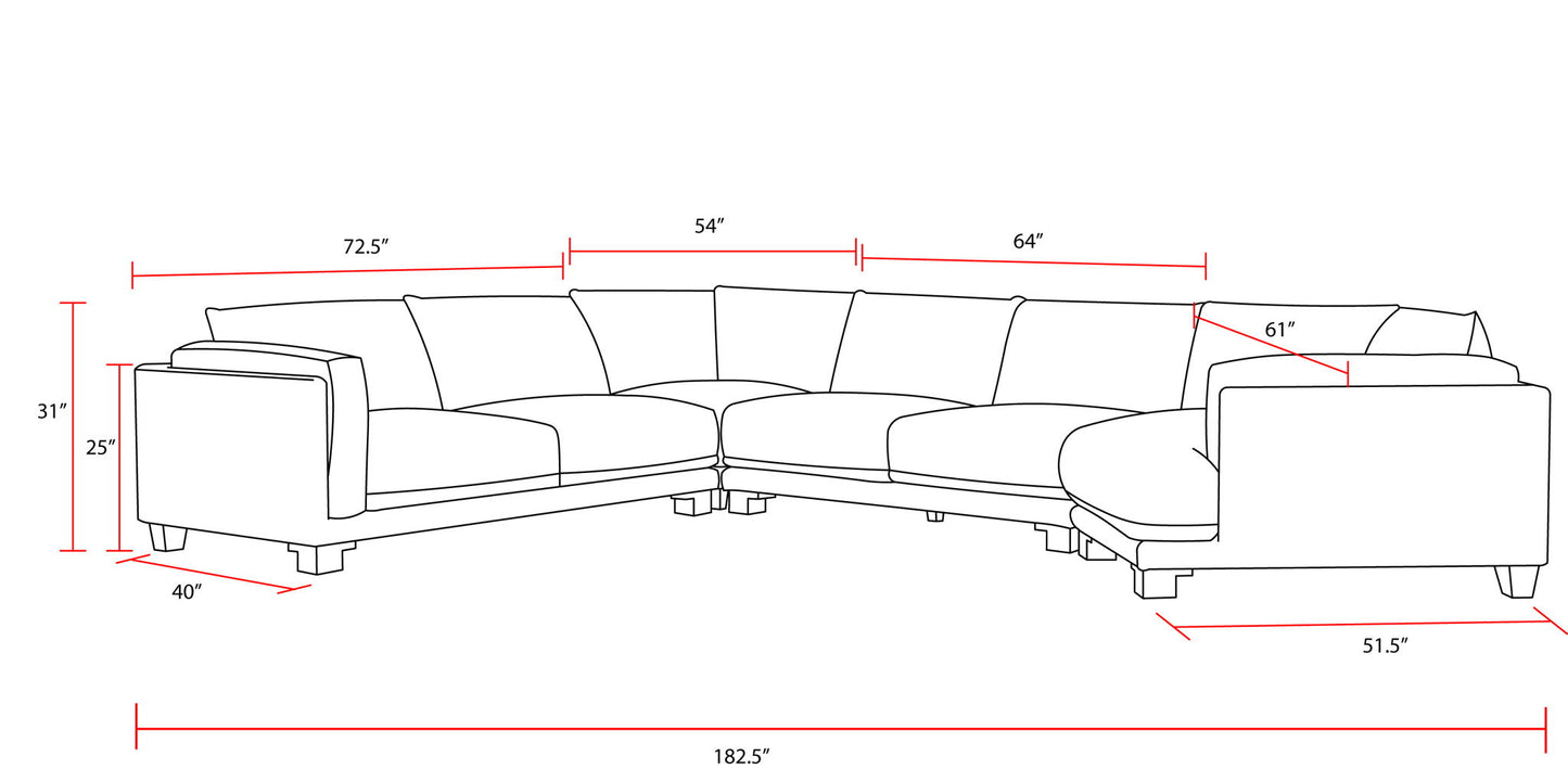 Escape - 4 Piece Modular Sectional - Mirage Mist