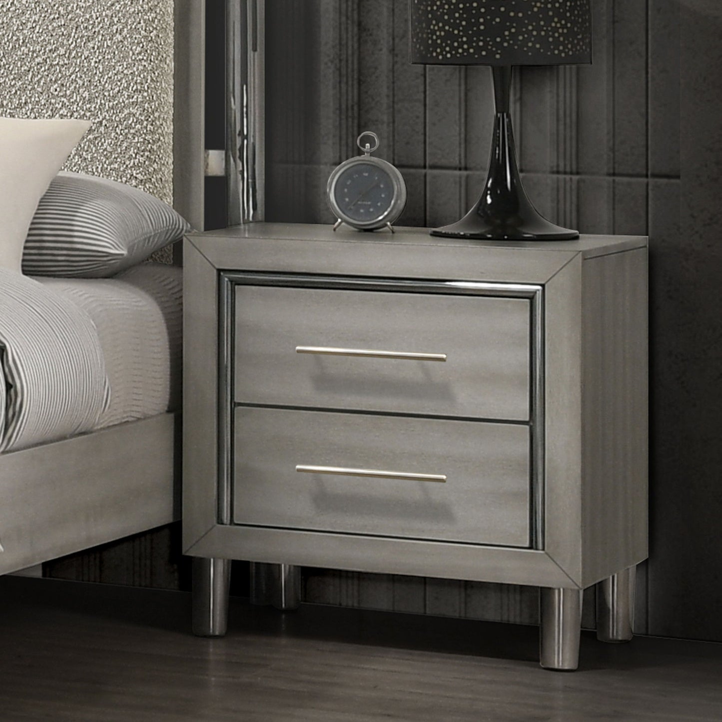Lennox - 2 Drawer Nightstand - Gray