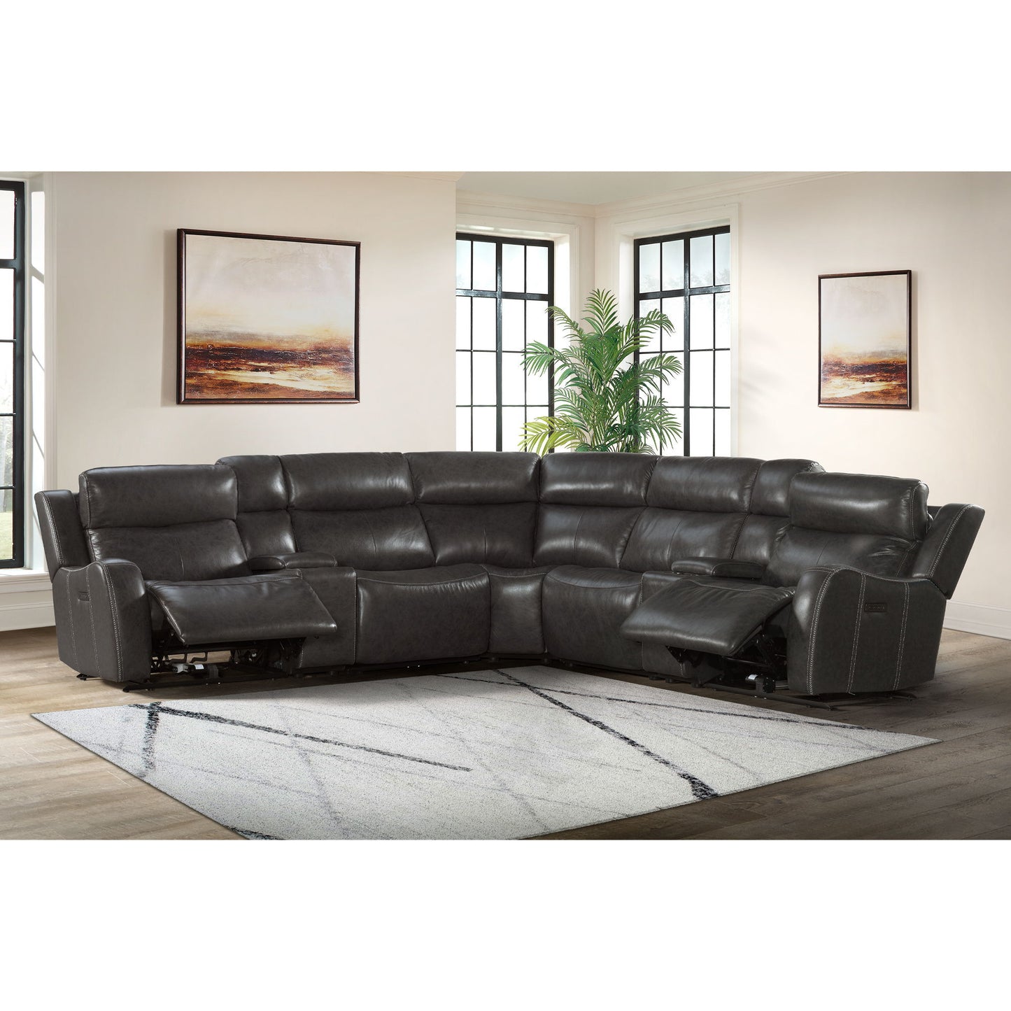 Wainwright - Dual-Power Sectional Set - Charcoal Gray