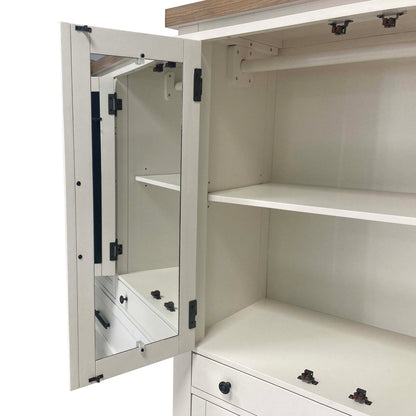 Americana Modern Bedroom - 7 Drawer Door Chest With Workstation - Cotton