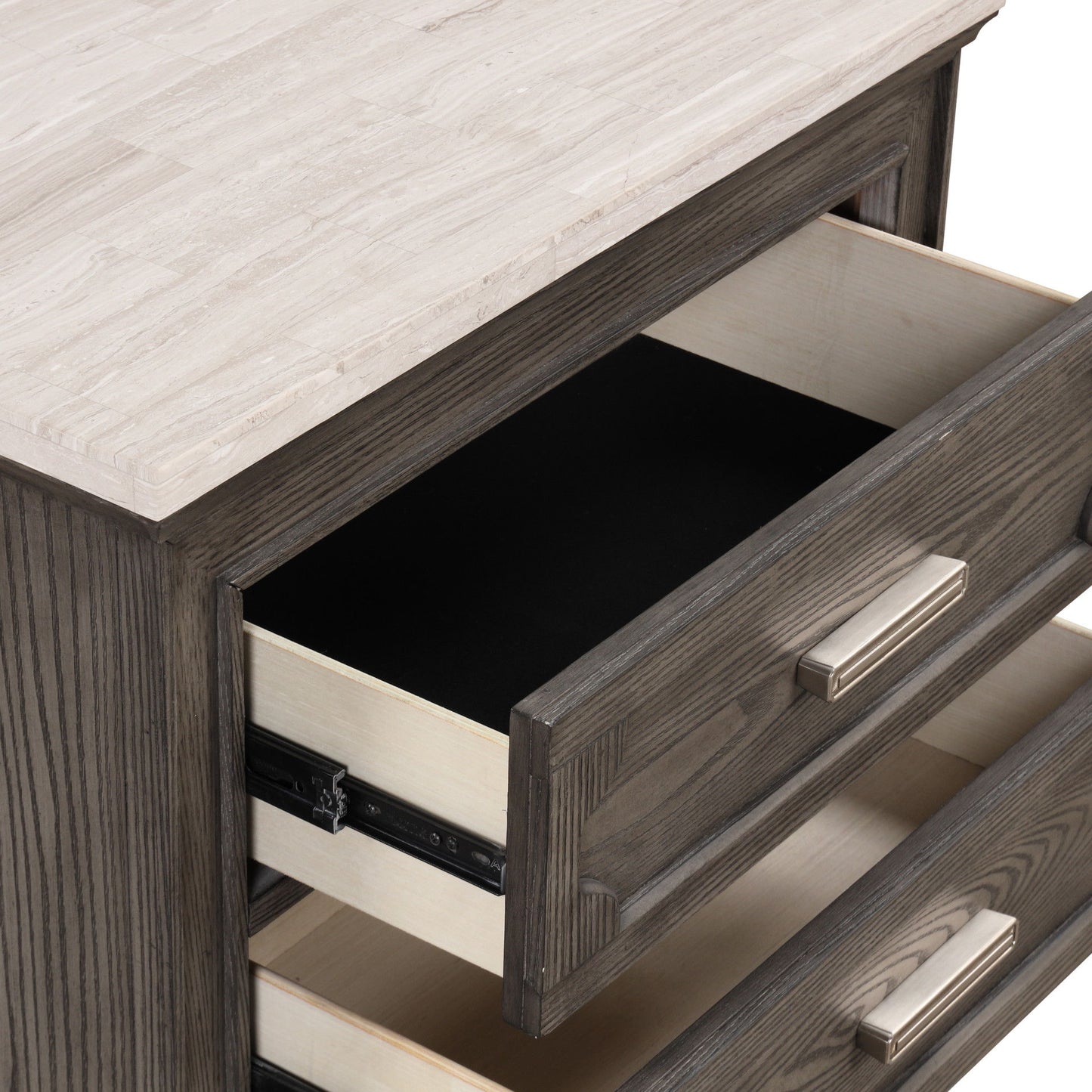 Lisbon - Marble Top Nightstand - Gray