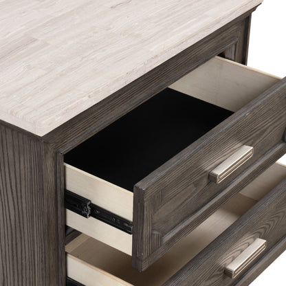 Lisbon - Marble Top Nightstand - Gray
