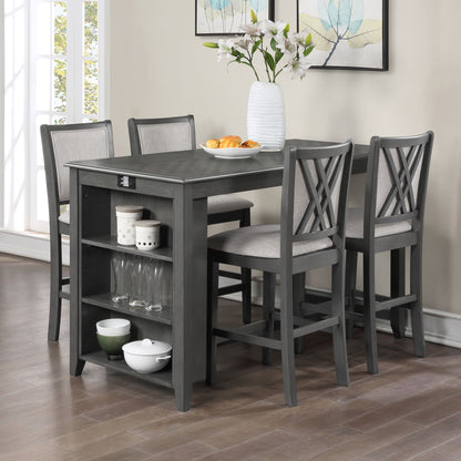 Amy - 60" Counter Table & Chairs With Storage