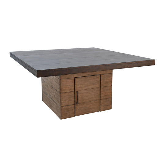 Modern - Square Dining Table With Built-in Storage - Tobacco Leaf / Buckskin