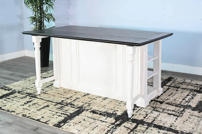 Carriage House - Kitchen Island, 13" Drop Leaf - Cottage White / Europen Dark
