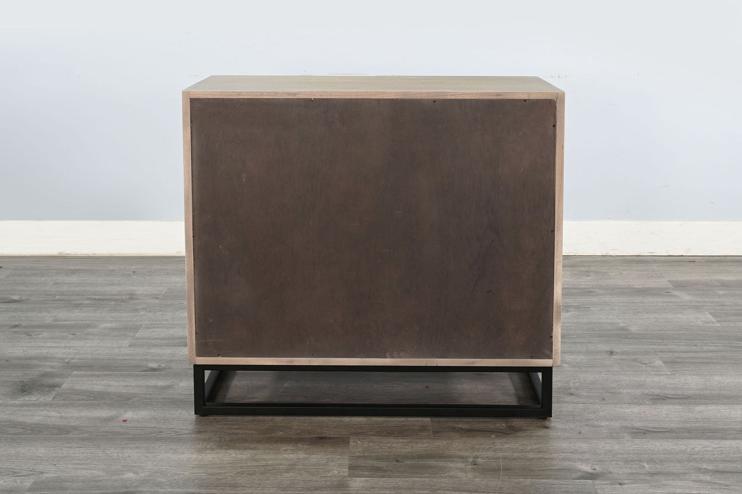 Wood Accent Cabinet With Chevron Doors And Metal Base - Wheat