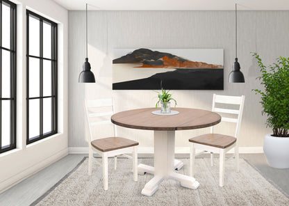 Drop Leaf Round Table - Buckskin / Marble White