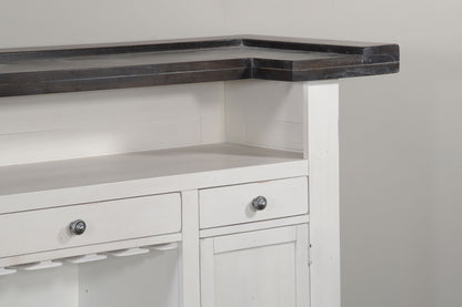 Carriage House - Farmhouse Wood Home Bar - Cottage White / Europen Dark