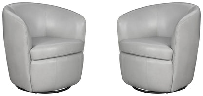 Barolo - 100% Italian Leather Swivel Club Chair (Set of 2)