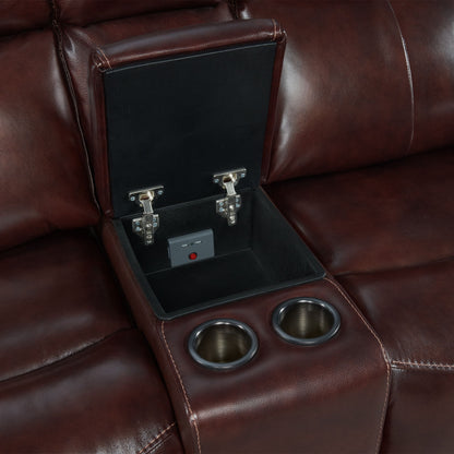 Wainwright - Dual-Power Loveseat - Reddish Brown