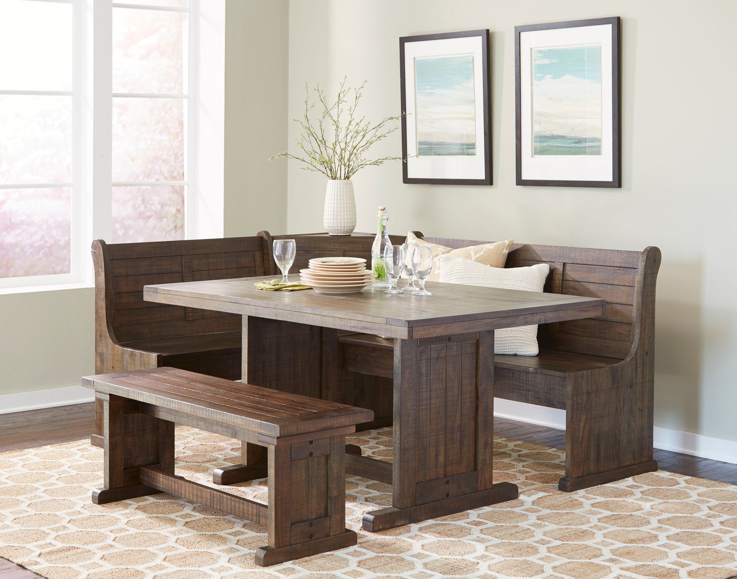 Homestead - Wood Breakfast Nook Dining Set - Tobacco Leaf