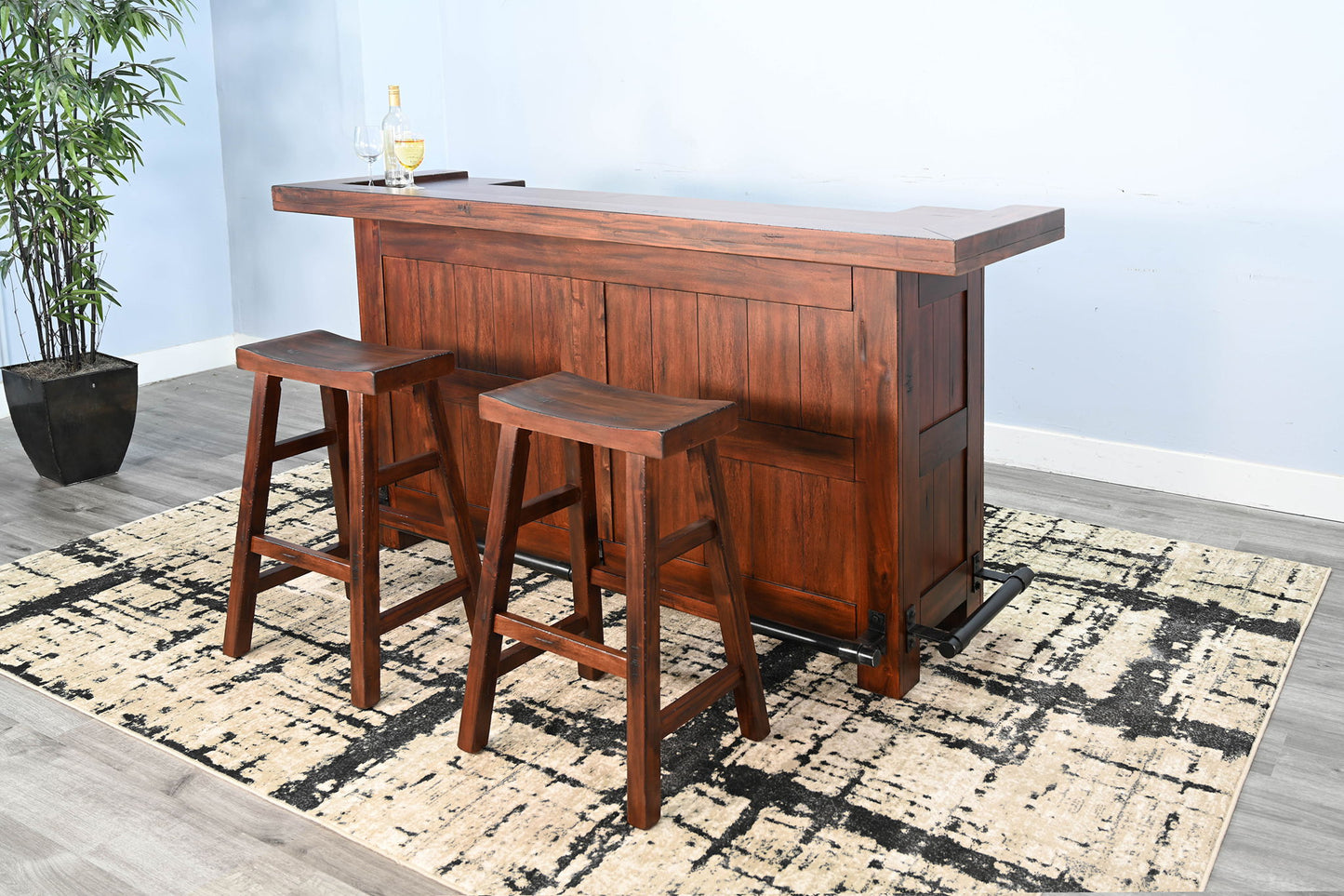 Tuscany - Farmhouse Wood Home Bar - Vintage Mocha