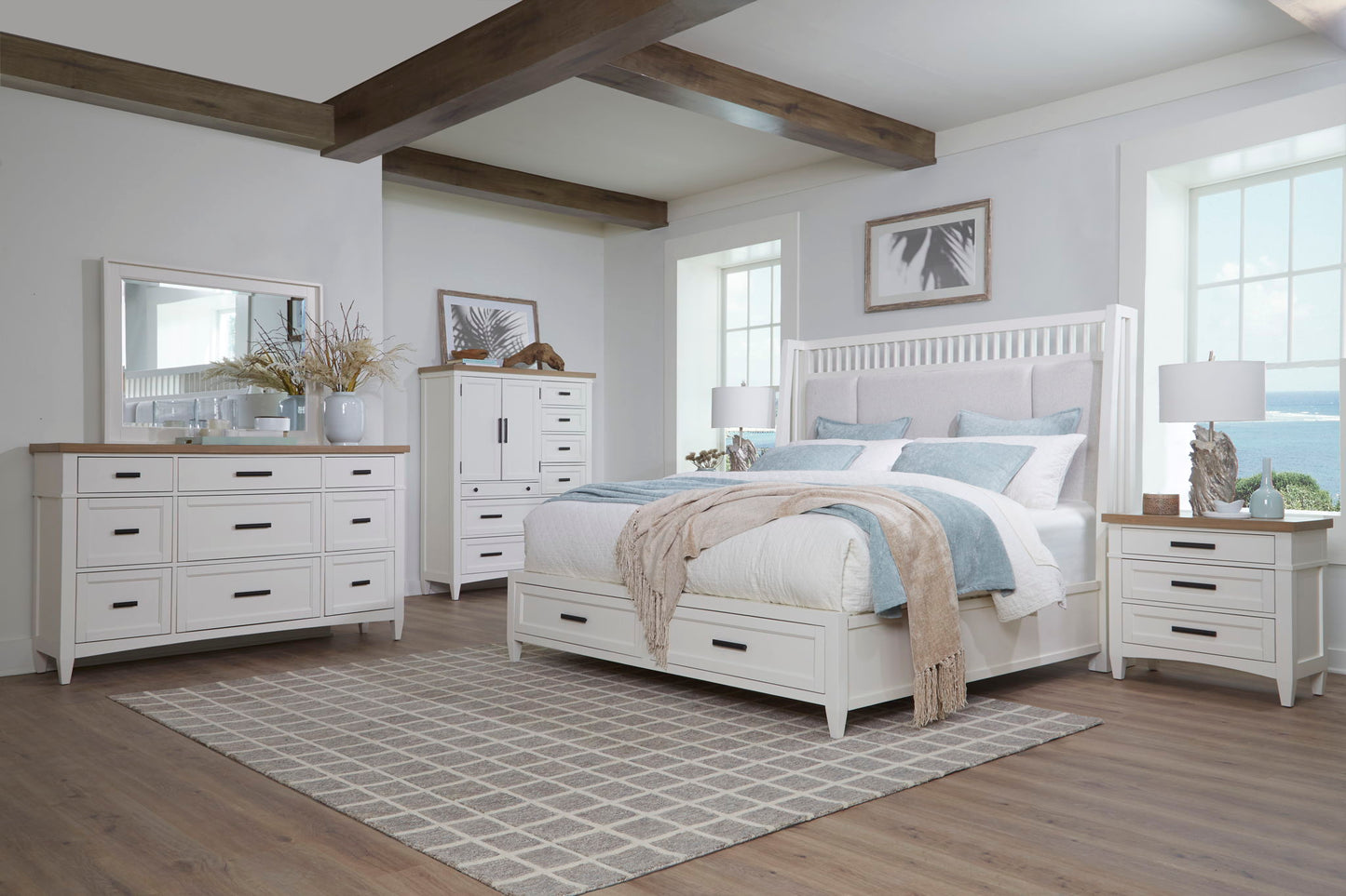 Americana Modern Bedroom - 9 Drawer Dresser And Mirror - Cotton