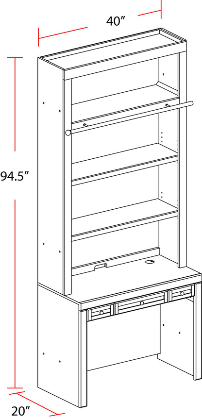 Catalina - Library Desk And Hutch - Cottage White