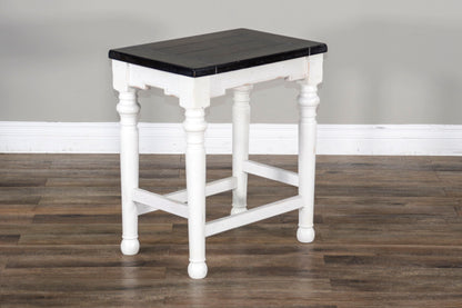 Carriage House - Stool Wih Wood Seat - White / Dark Brown