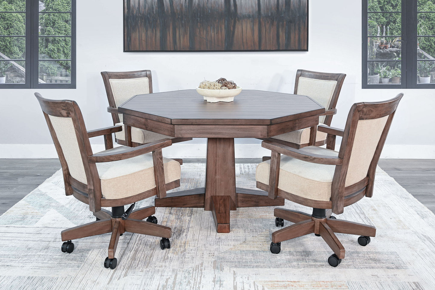 Doe Valley - Game Chair With Casters, Cushion Seat & Back - Buckskin / Beige