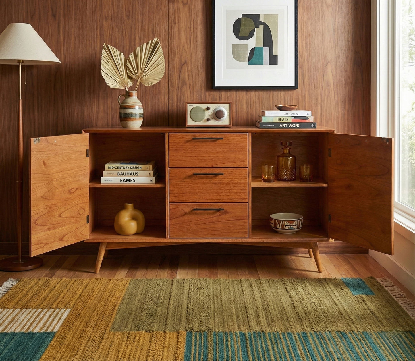 American Modern - Wood Sideboard Buffet - Cinnamon
