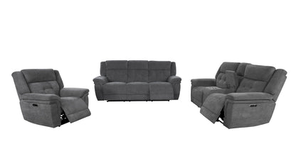 Richland - Power Console Loveseat - Bristol Gray