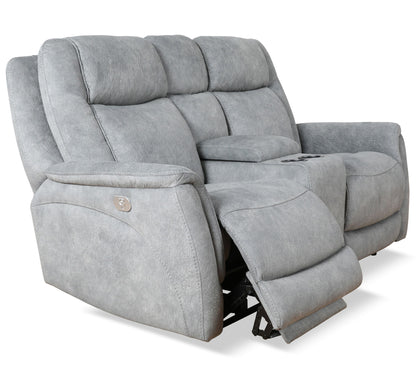 Linus - Zero Gravity Power Reclining Console Loveseat - Hudson Gray