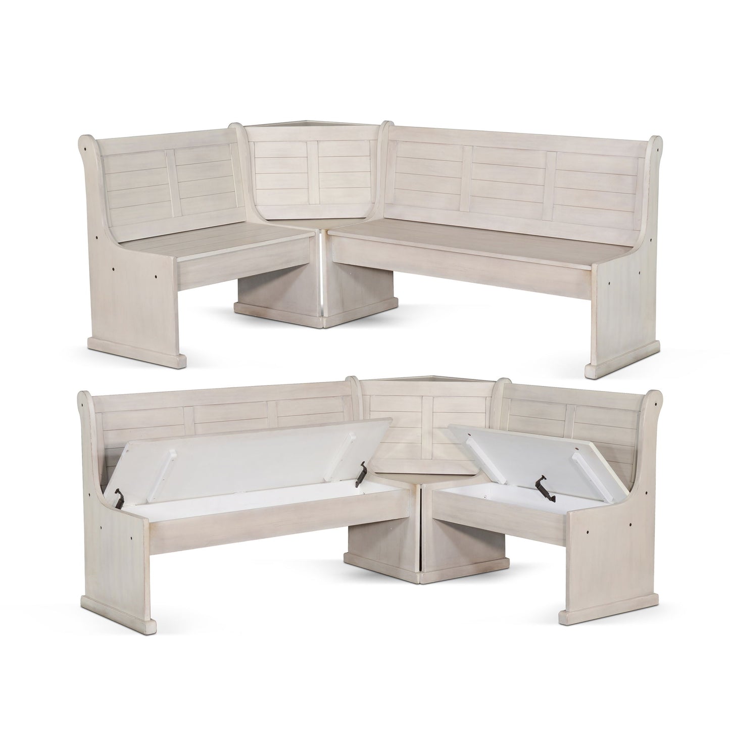 Bayside - Wood Breakfast Nook Dining Set - Marble White