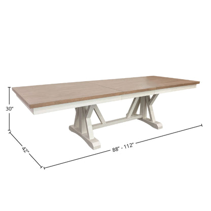 Americana Modern Dining - Extendable Trestle Table With 8 Upholstered Chairs - Cotton