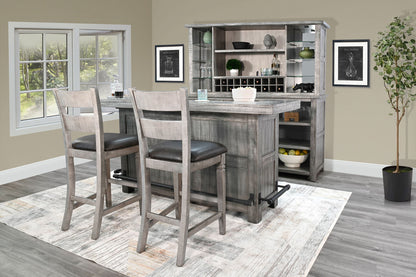 Alpine - Bar Ladderback Barstool, Cushion Seat (Set of 2) - Gray