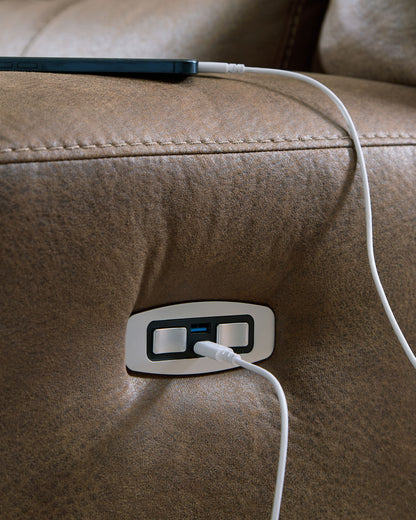 Beckley Place - Power Recliner With Adjustable Headrest - Earth
