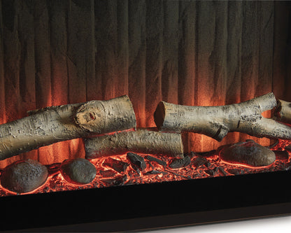 Entertainment Accessories - Black - Fireplace Insert With Faux Birch Log Set