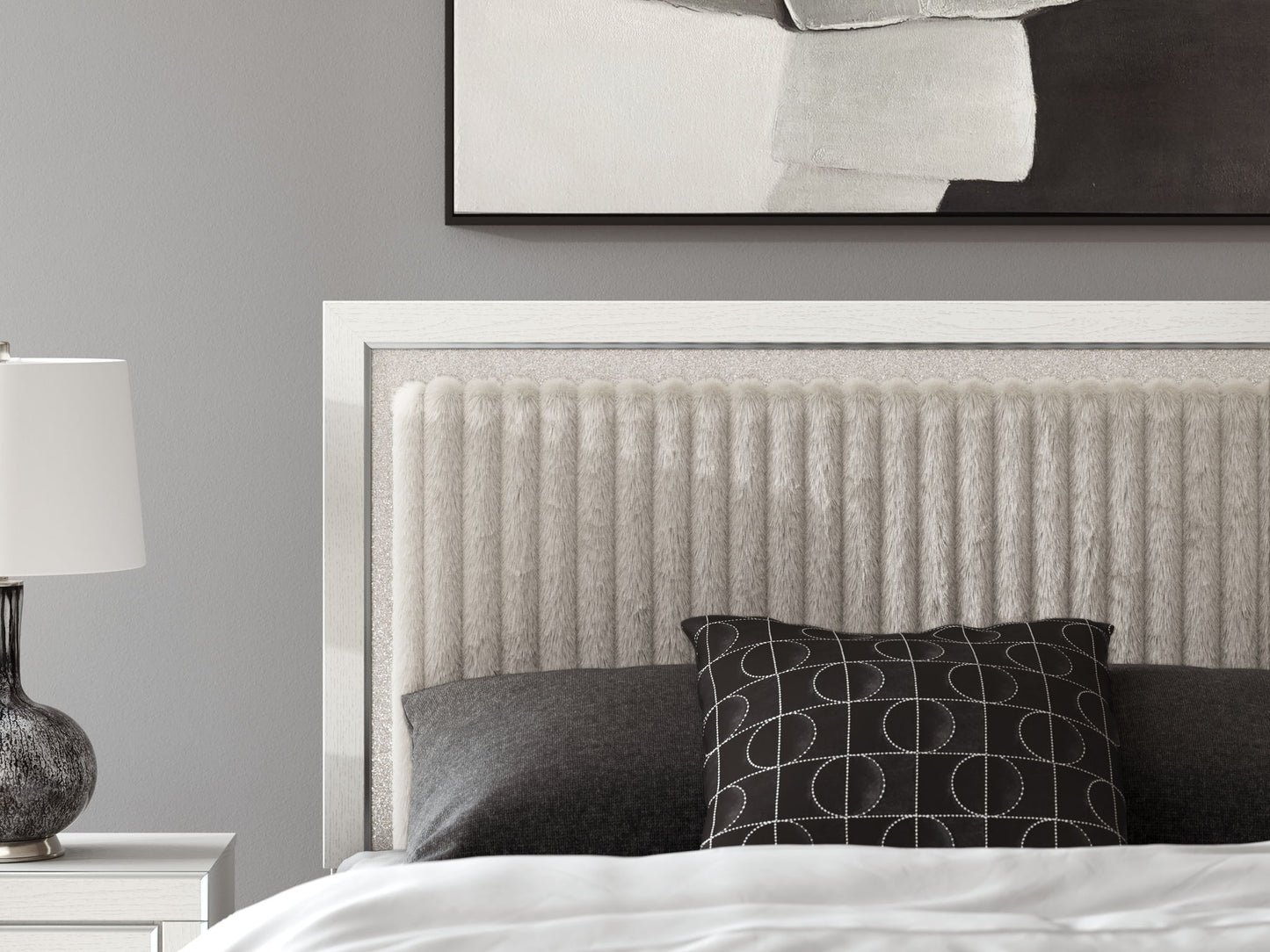 Zuraleus - Upholstered Panel Platform Bed With Roll Slats