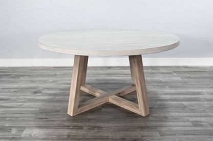Rowan - Round Dining Table - Light Gray / Wheat