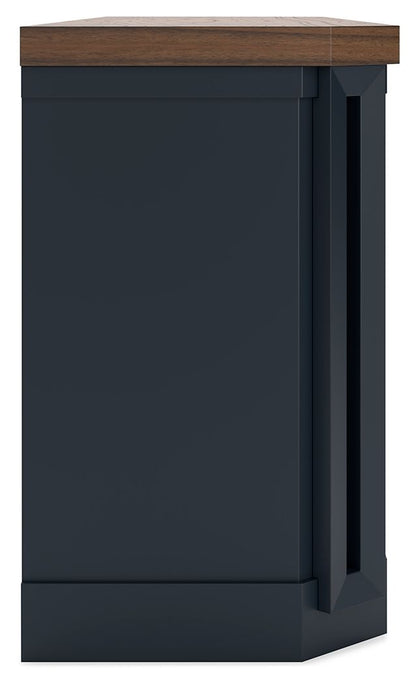 Landocken - XL TV Stand W/Fireplace Option - Brown / Blue