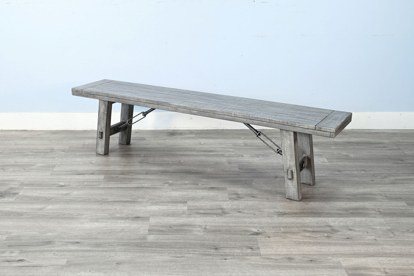 Alpine - Bench With Turnbuckle, Wood Seat - Gray