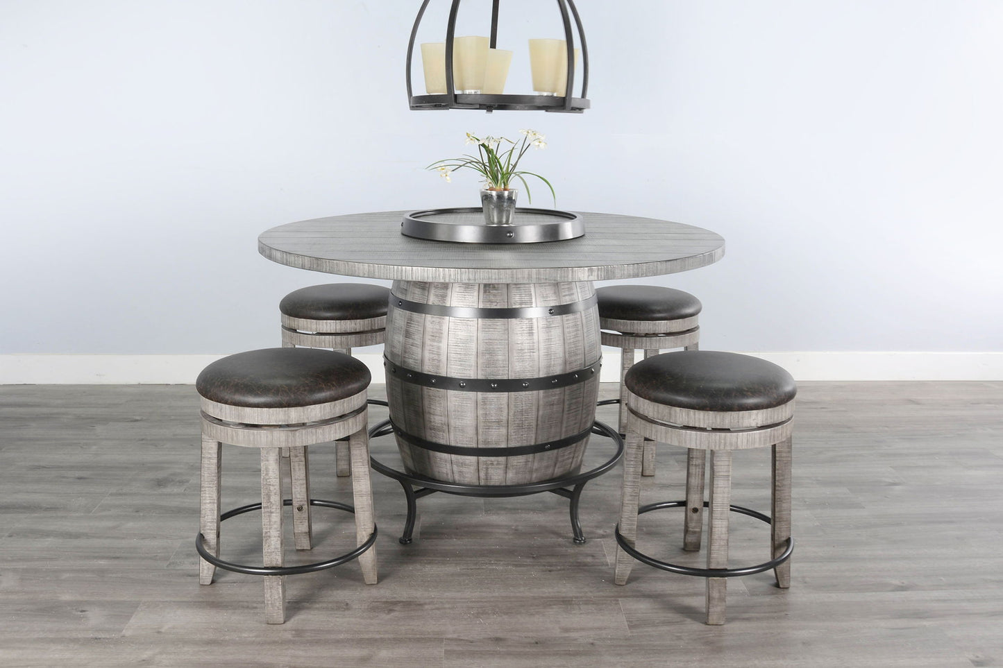 Round 5 Piece Pub Table With Wine Barrel Set
