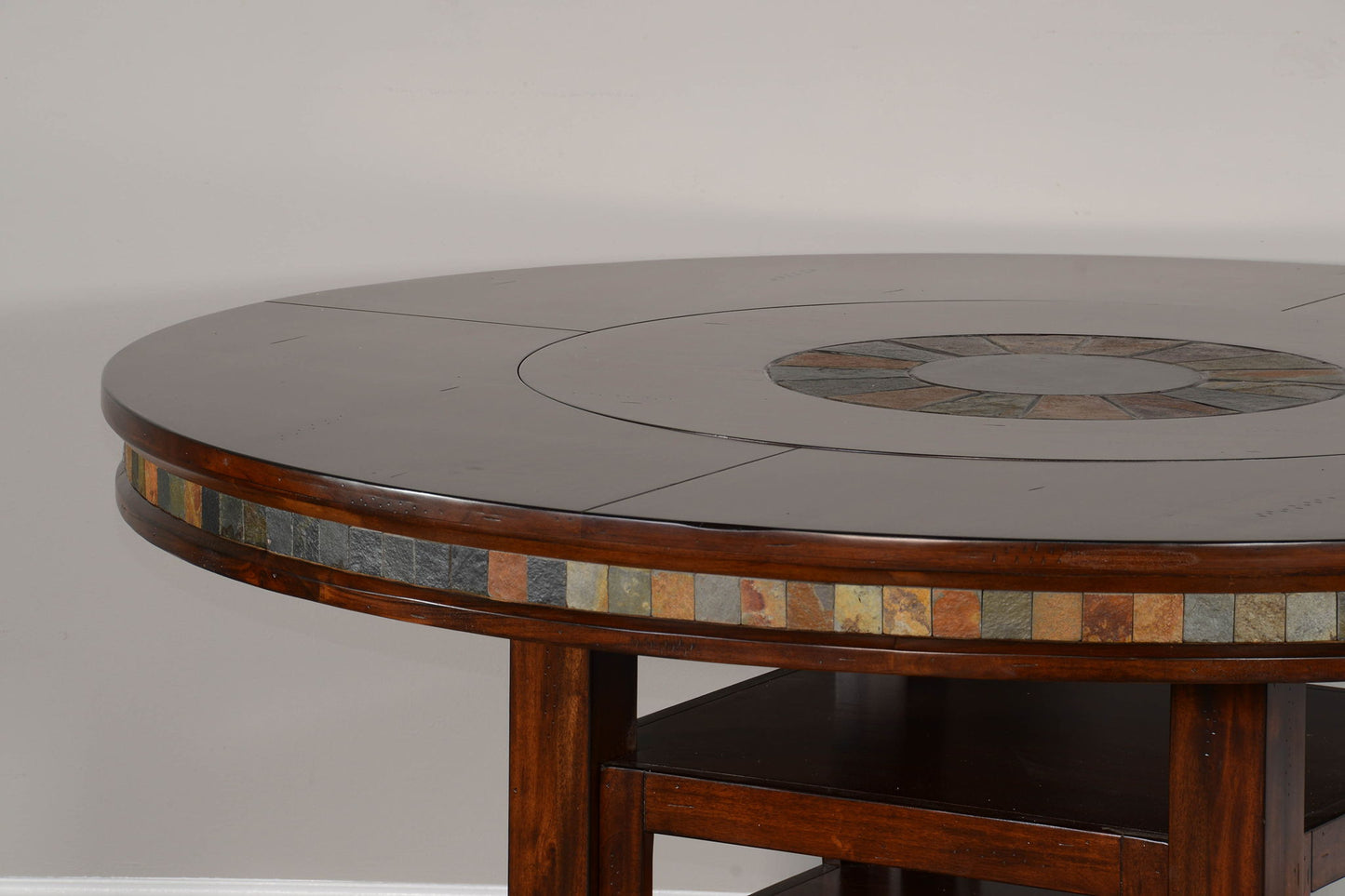 Santa Fe - 60" Round Table With Lazy Susan - Dark Chocolate
