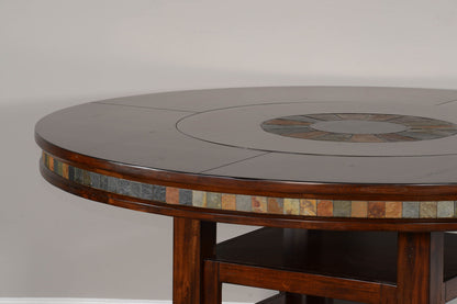 Santa Fe - 60" Round Table With Lazy Susan - Dark Chocolate