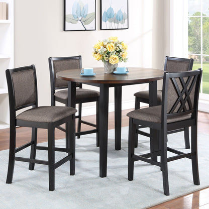 Potomac - 5 Piece Round Counter Dining Set (Table & 4 Chairs) - Brown / Black