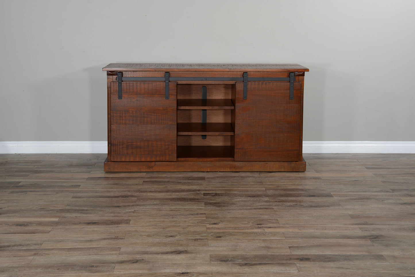 Santa Fe - TV Console With Barn Door - Dark Chocolate